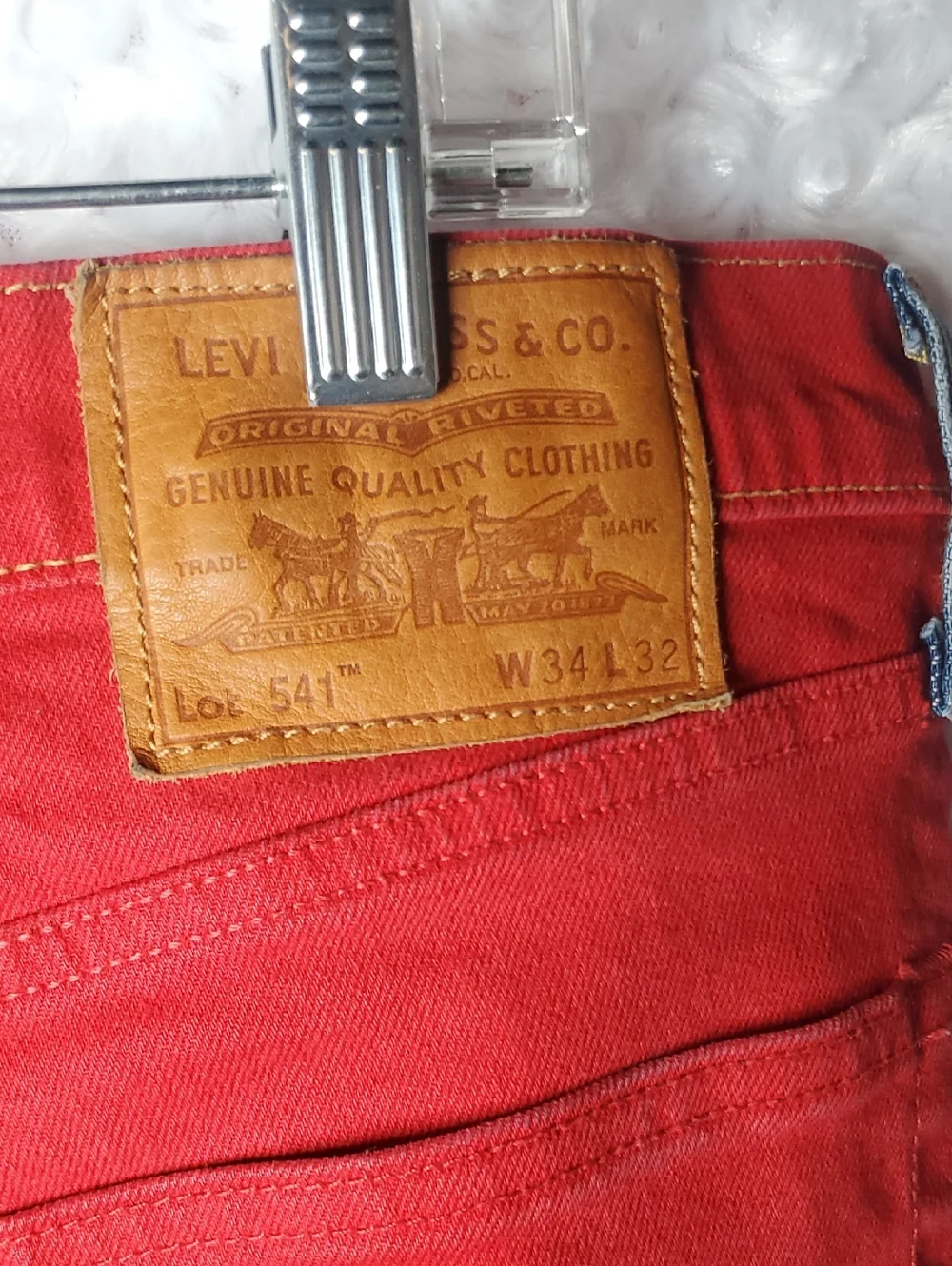 Levi's Blue Denim Jeans with Red Side Stripe 34x32 - Size 34x32